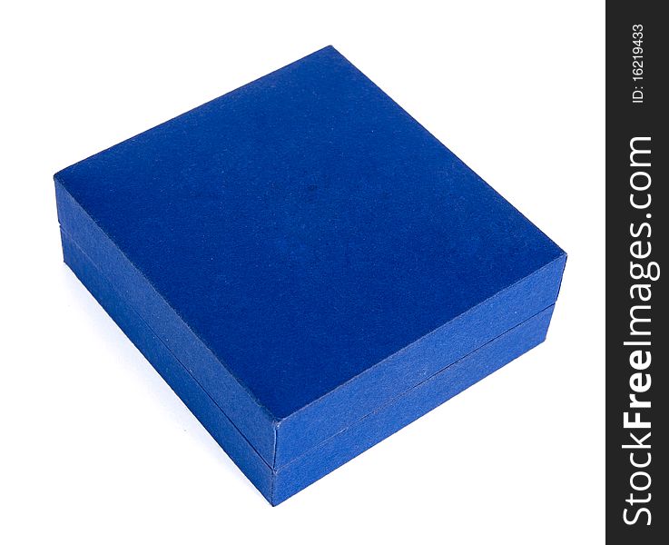 Blank blue box isolated white background