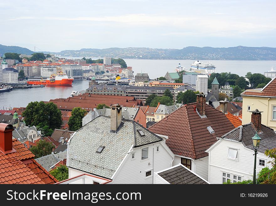 Beautiful city view of Bergen,  Norway