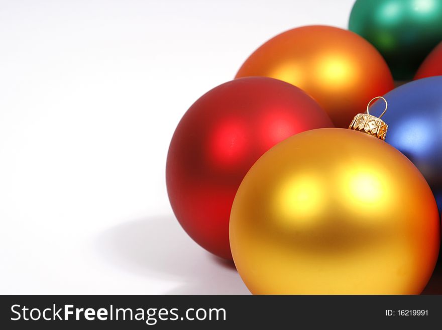 Colorful baubles on the white background. Colorful baubles on the white background