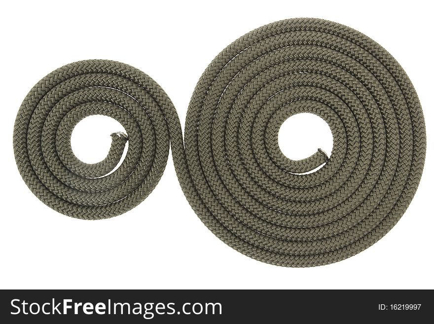 Two paralel spirals from rope. isolated on white background