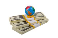 Globe On Stacks Of Dollars Royalty Free Stock Photography