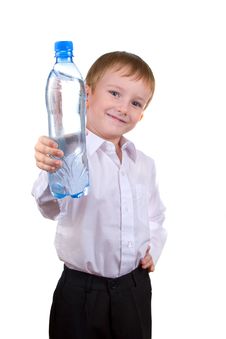 Happy Boy With A Bottle Of Water Royalty Free Stock Images