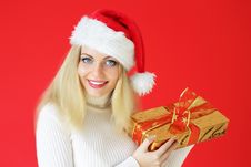 Santa Girl Holding Gifts Stock Photo Santa Girl Holding Gifts Stock Photo