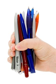 Pen In Woman Hand Isolated Stock Photos Pen In Woman Hand Isolated Stock Photos