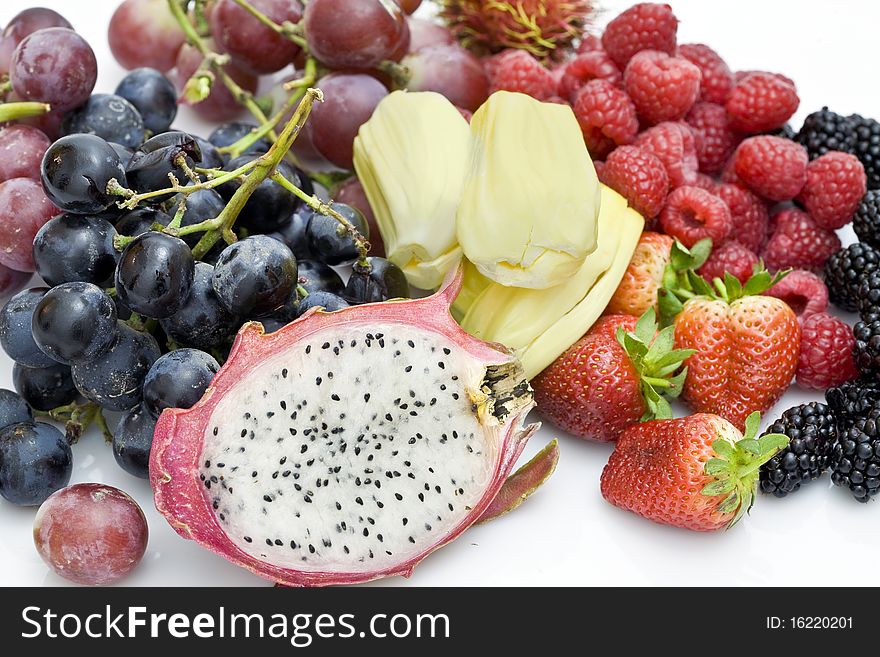 Fruits on a white background