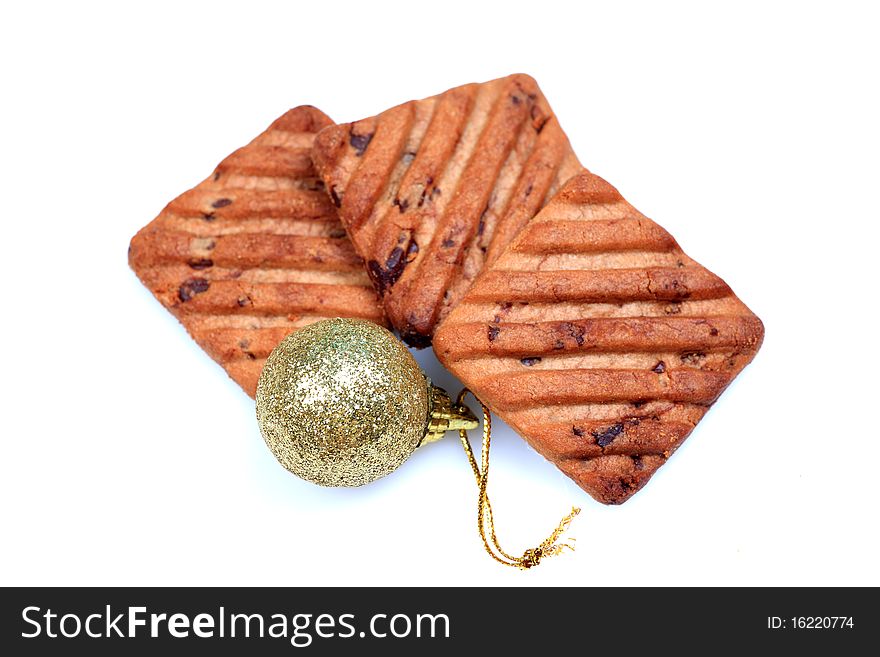 Chocolate chip cookies isolated on white background.