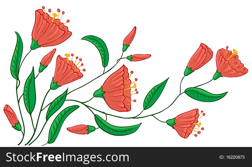 Colourful floral doodles,  illustration. Colourful floral doodles,  illustration