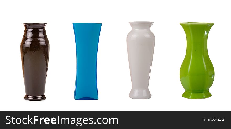 Four vases isolated on white background