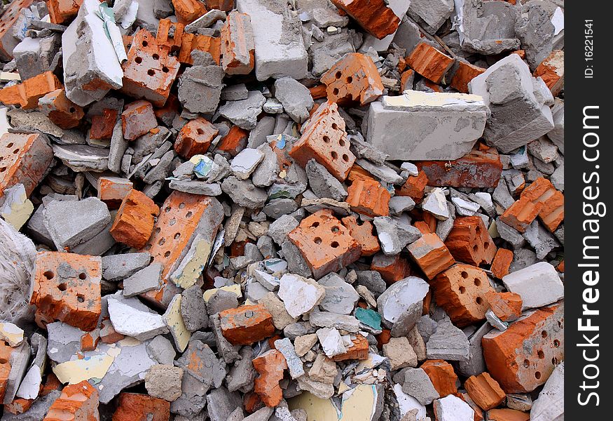 Garbage bricks heap. Abstract background