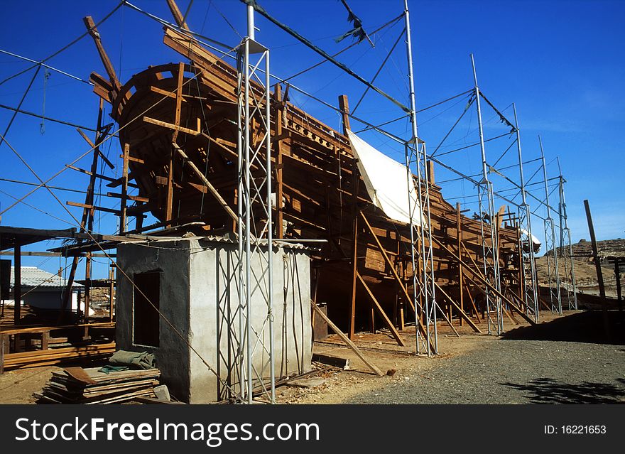 Traditional wharft for wooden dhaus in Sur, Oman