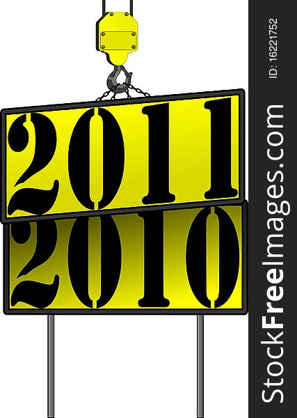 Vector New Years Crane Sign 2011 Replacing 2010