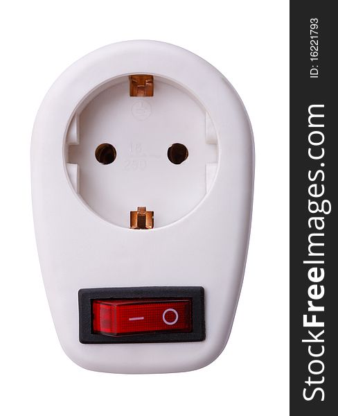 White Electrical Outlet with switch isolated on a white background