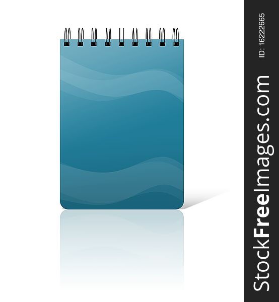 Blue notebook cover on the white background