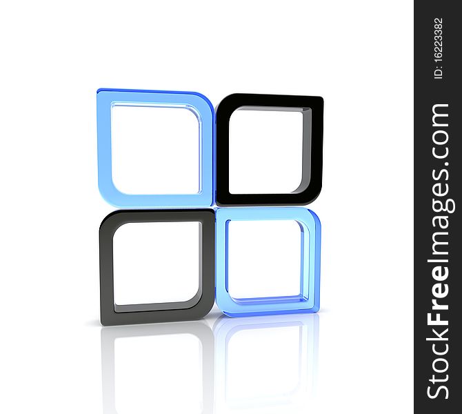 Illustration of design element with glass and black squares. Illustration of design element with glass and black squares