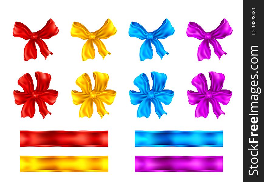 Clipart set of colorful decorative bows and ribbons