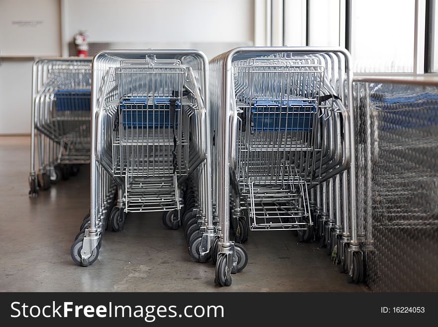 Shopping carts by the store entrance