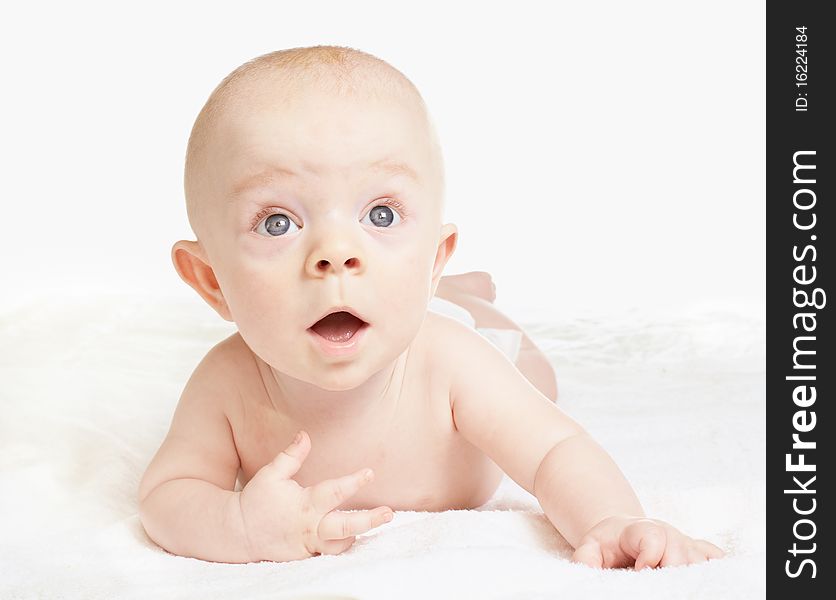 Baby boy on a white background