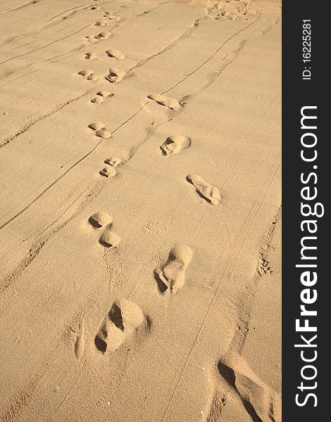 Many footprint on the beach