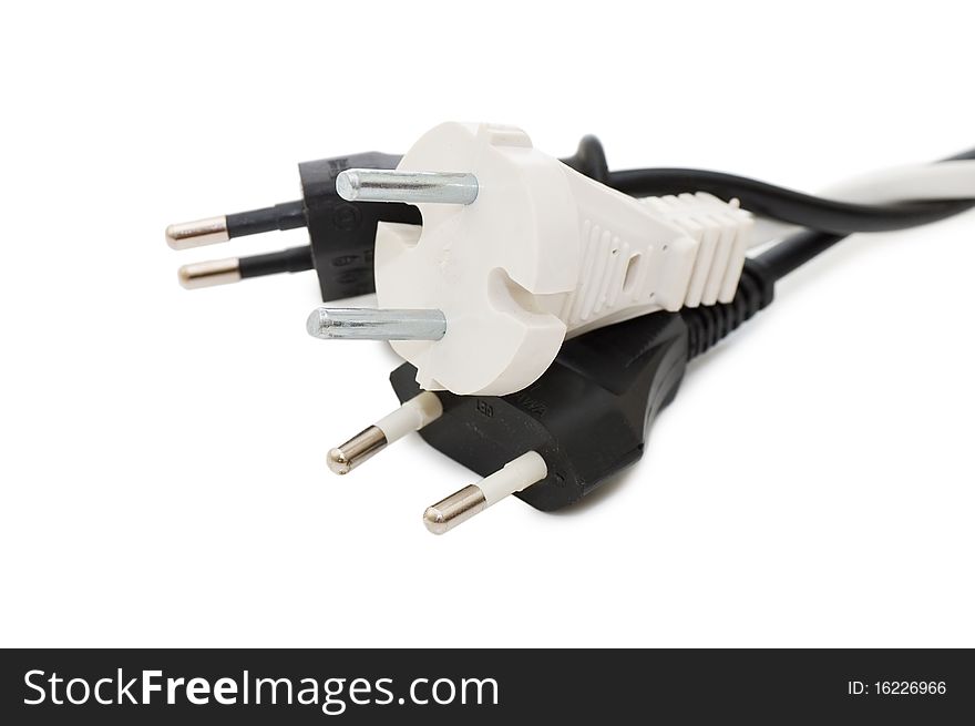 Power plug isolated on white background close up