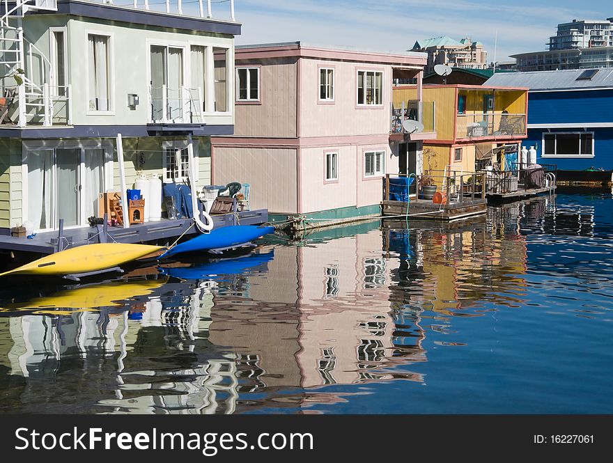 Marine village, also known as water village or float homes, perched on a small peninsula right in Victoria's harbour, offers spectacular waterfront views. Marine village, also known as water village or float homes, perched on a small peninsula right in Victoria's harbour, offers spectacular waterfront views.