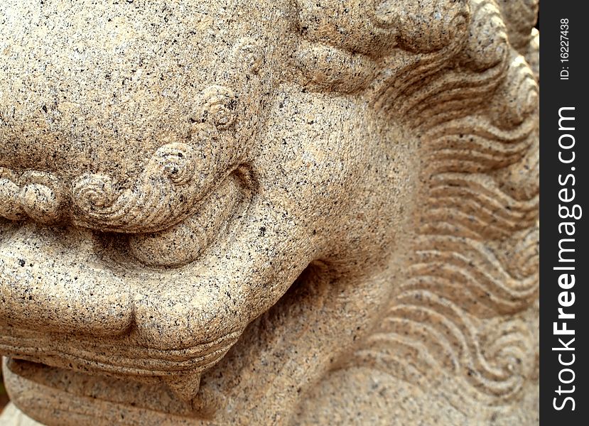 Close up shot of Chinese stone dragon sentinel