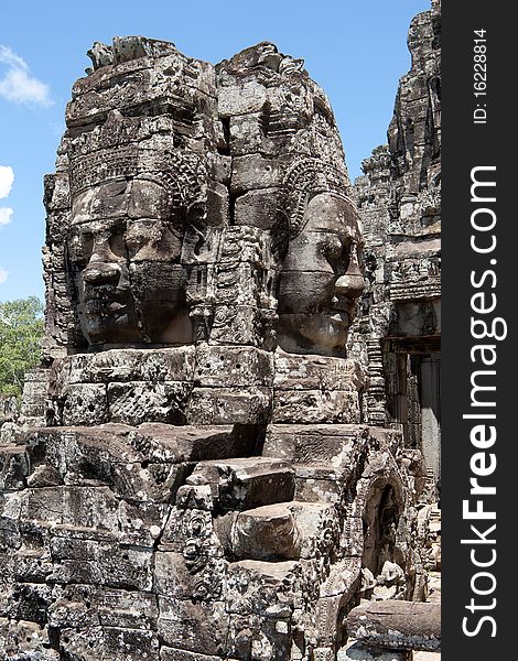 Bayon temple in Angkor, ancient building of Khmer in Cambodia