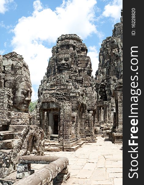 Bayon temple in Angkor, ancient building of Khmer in Cambodia