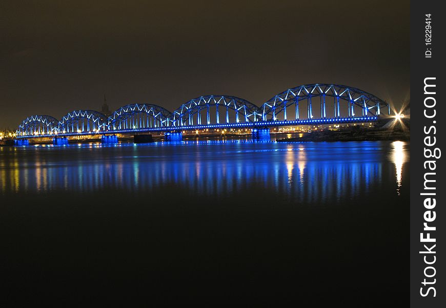 Rail bridge over Daugava in Riga, Latvia