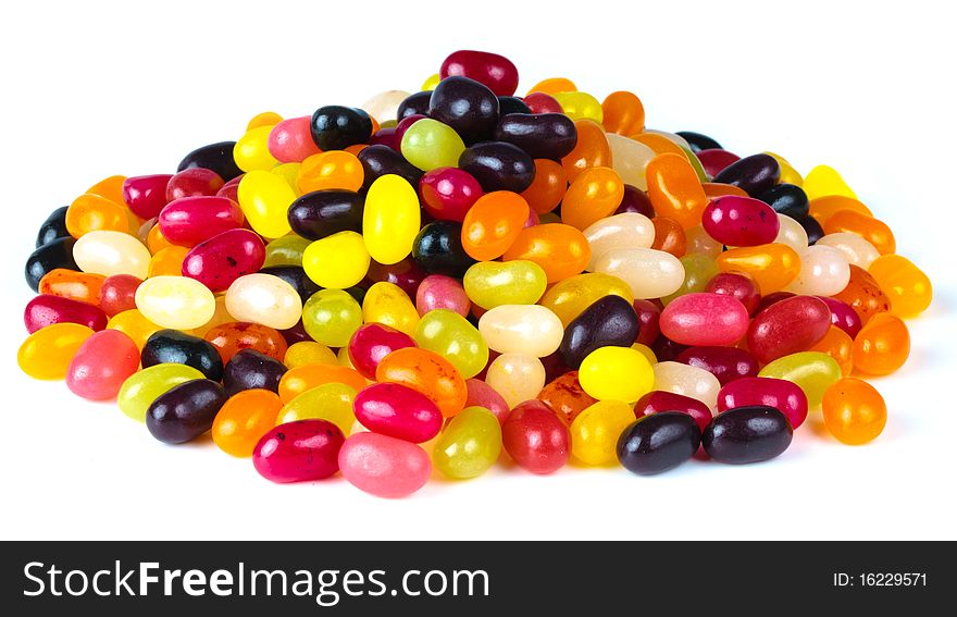 A pile of brightly colored bean shaed sweets