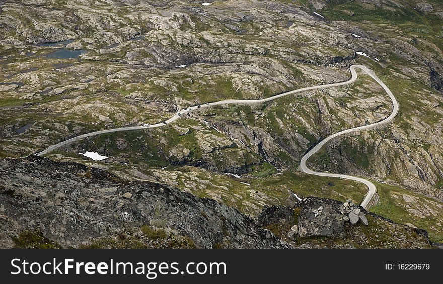 Dangerous serpentine road in mountains