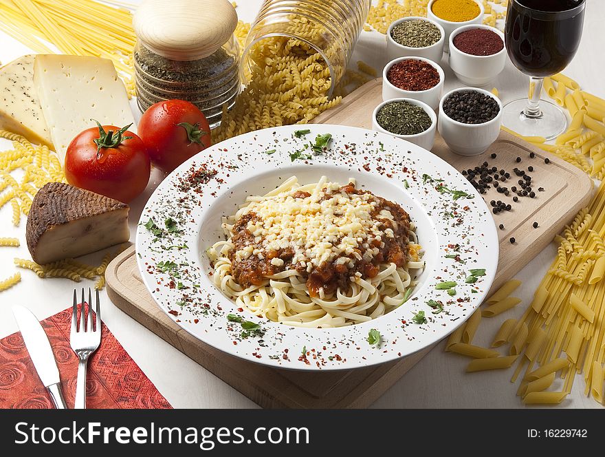 Concealed pasta with cheese and cola. Concealed pasta with cheese and cola