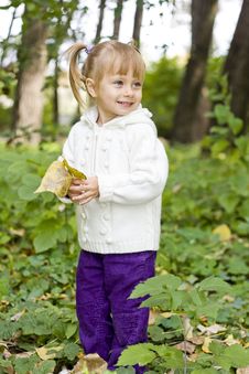 Girl In Autumn Park Stock Images