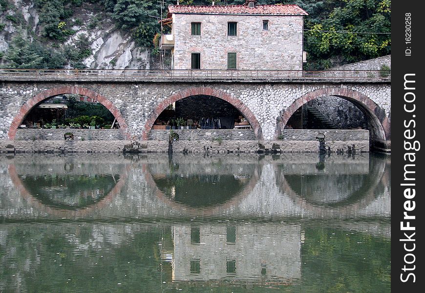 Building on the river, tuscany, italy