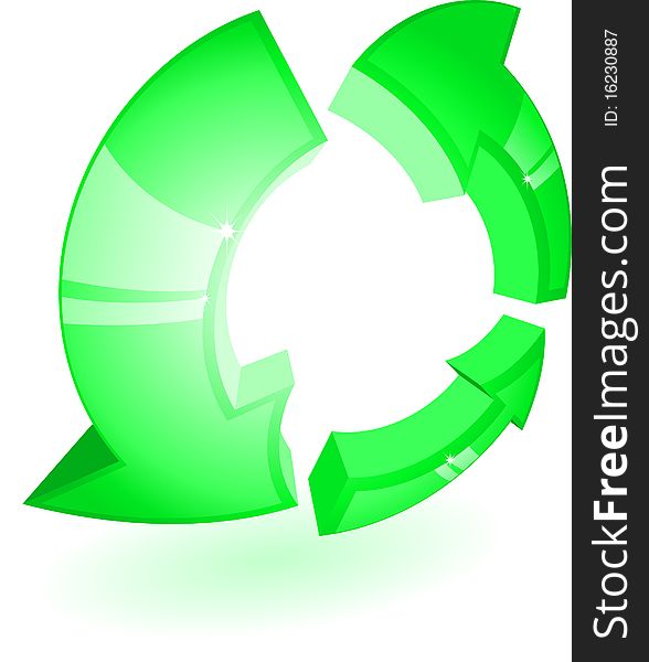 Green recycling symbol with shine. Green recycling symbol with shine