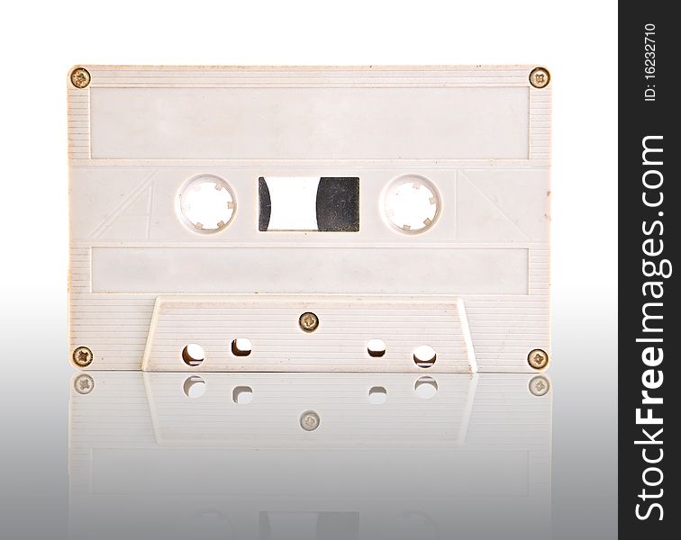 Audio Tape Cassette in light gray color and reflection