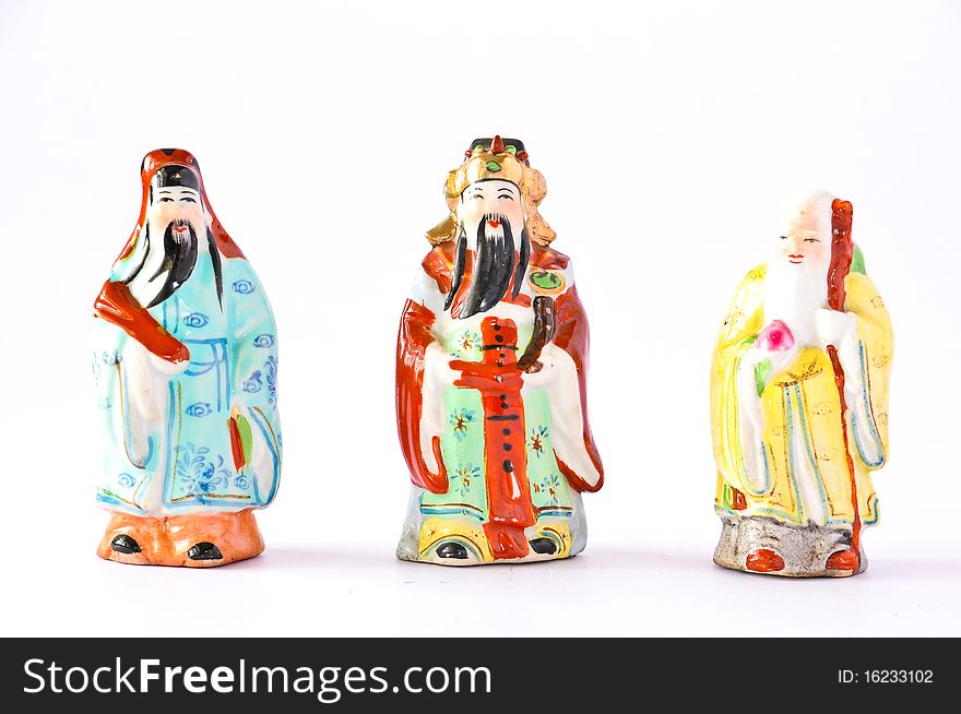 Three Chinese God on White Background