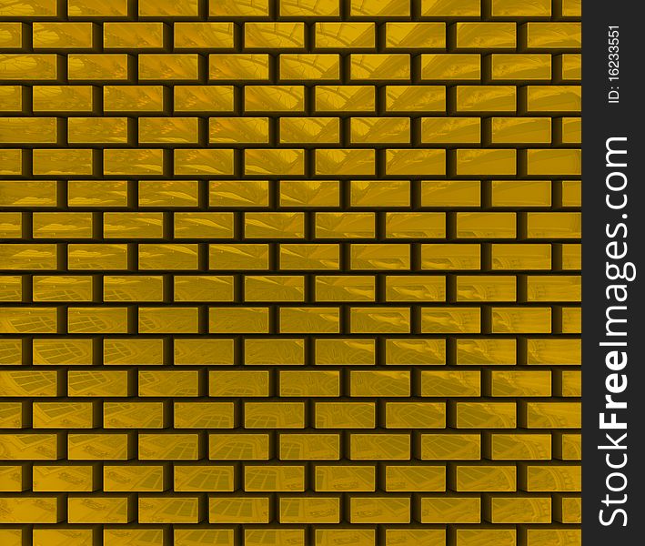 Gold bricks texture with mirror. Gold bricks texture with mirror