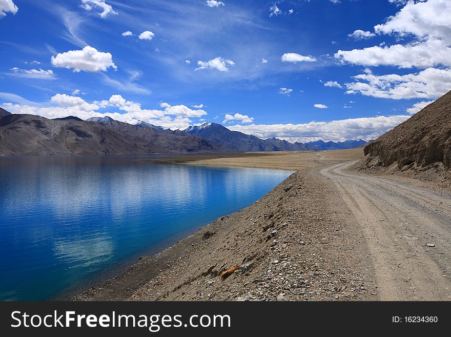 Beautiful lake view landscape, Pangong Lake, Ladakh, India