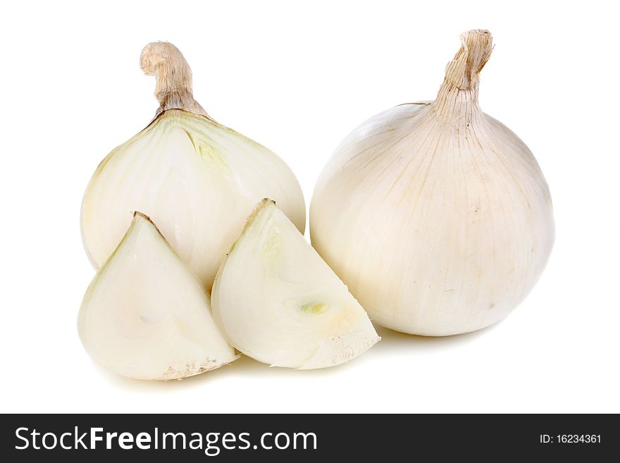 Healthy vegetable onion isolated on white background