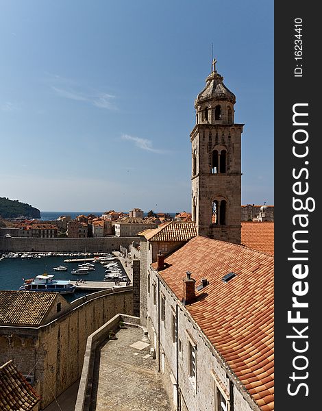 Clock tower in old city of Dubrovnik