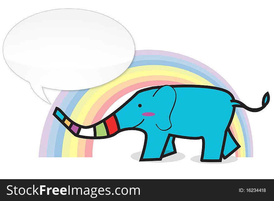 The elephant with the rainbow isolated on white background. The elephant with the rainbow isolated on white background