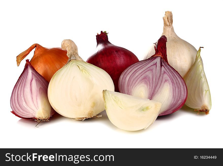 Healthy vegetable onion isolated on white background