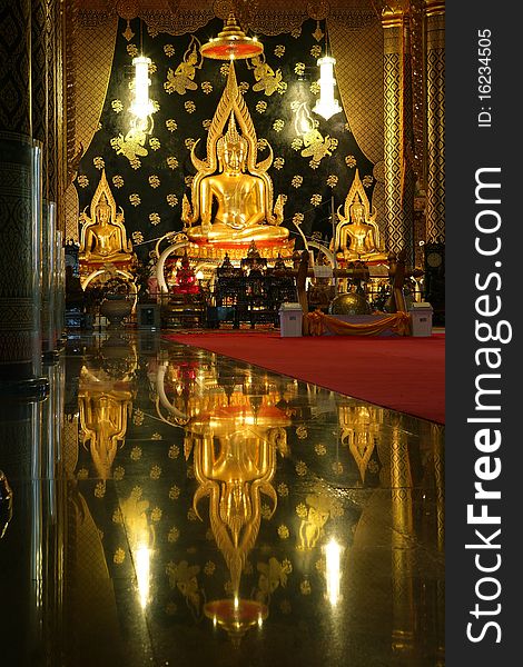 Reflection of a golden beautiful Buddha, Thailand. Reflection of a golden beautiful Buddha, Thailand