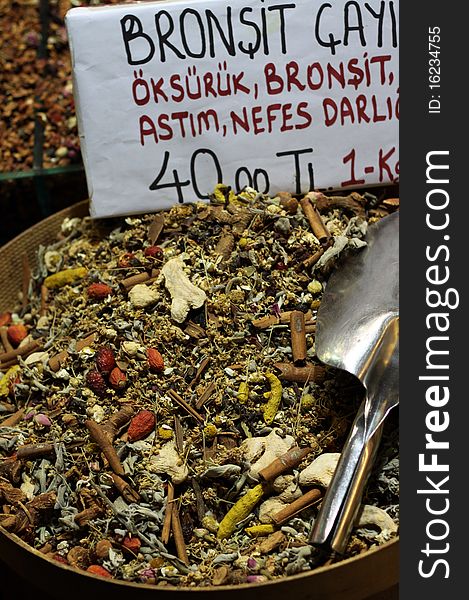 Bronchitis tea in the Spice Bazaar, Istanbul.