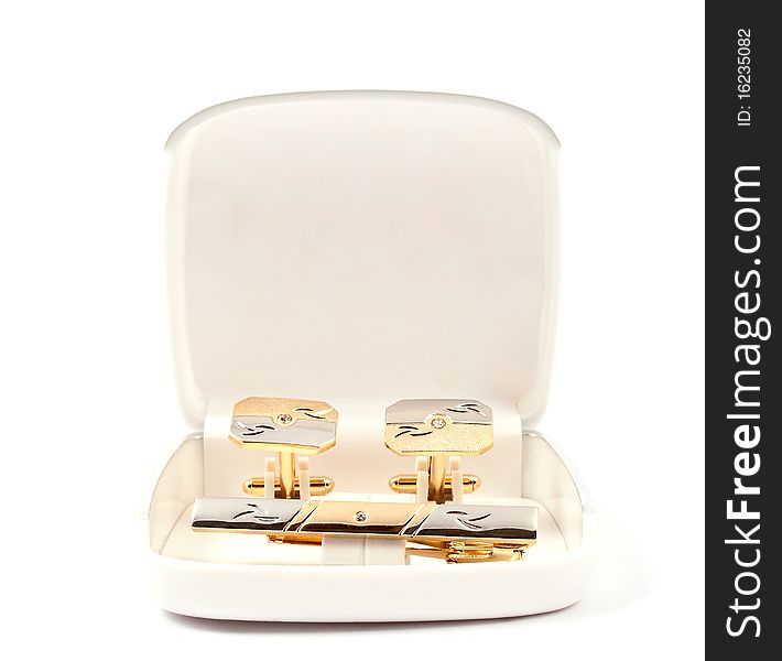 Cufflinks on a white background