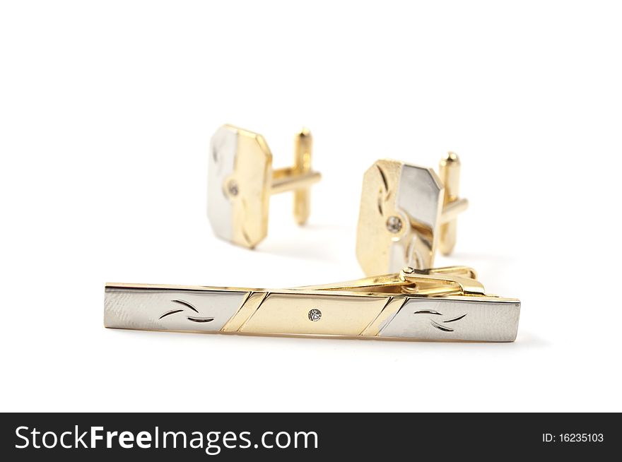 Cufflinks on a white background