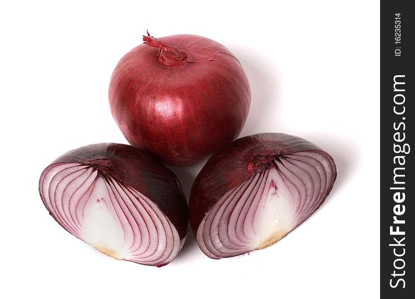 Red onion isolated on white