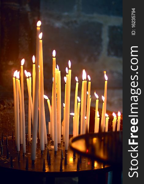 Candles In Church, In Northern France