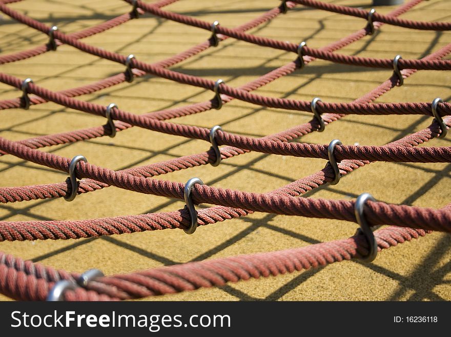 Big red ropes in a playground, for children