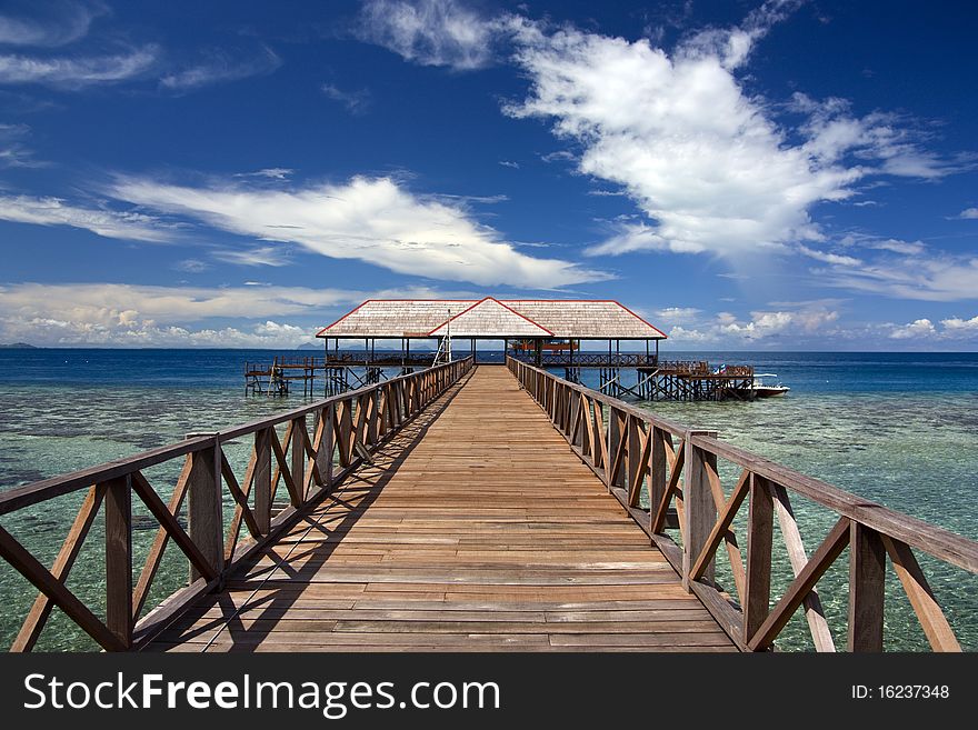 Blue sky in beautiful mabul island jetty. Blue sky in beautiful mabul island jetty